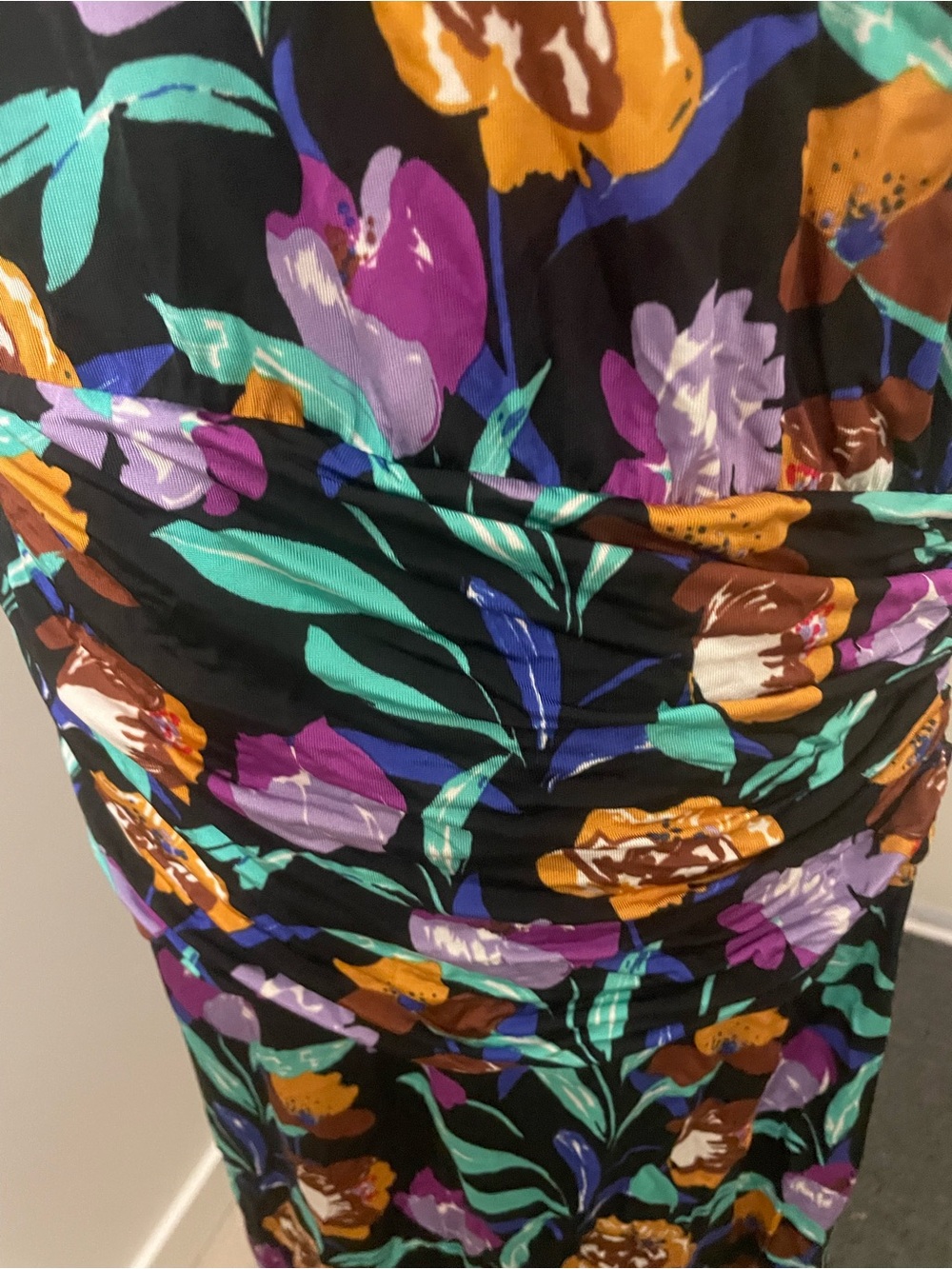 Etro Black Maxi Dress with Purple, Teal & Gold Floral Print - Picture 8 of 11